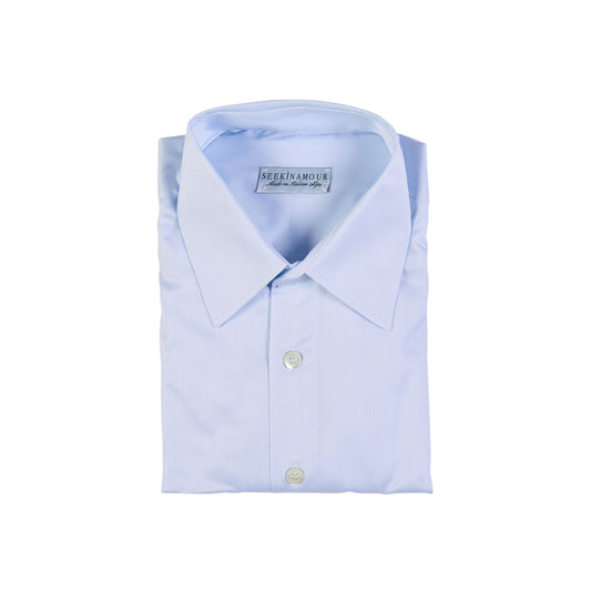 Light Blue Micro Stripes Cotton Silk Shirt