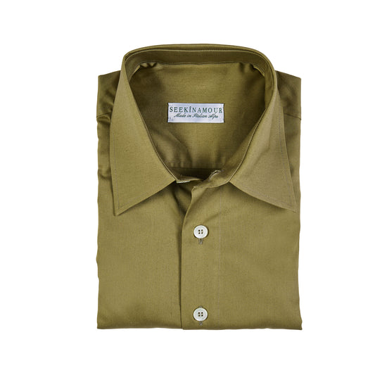 Olive Cotton Silk Shirt