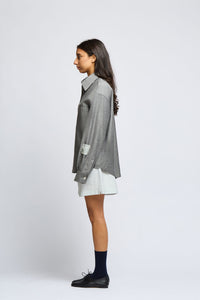 Wool & Cotton Stone Grey Overshirt
