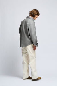 Wool & Cotton Stone Grey Overshirt