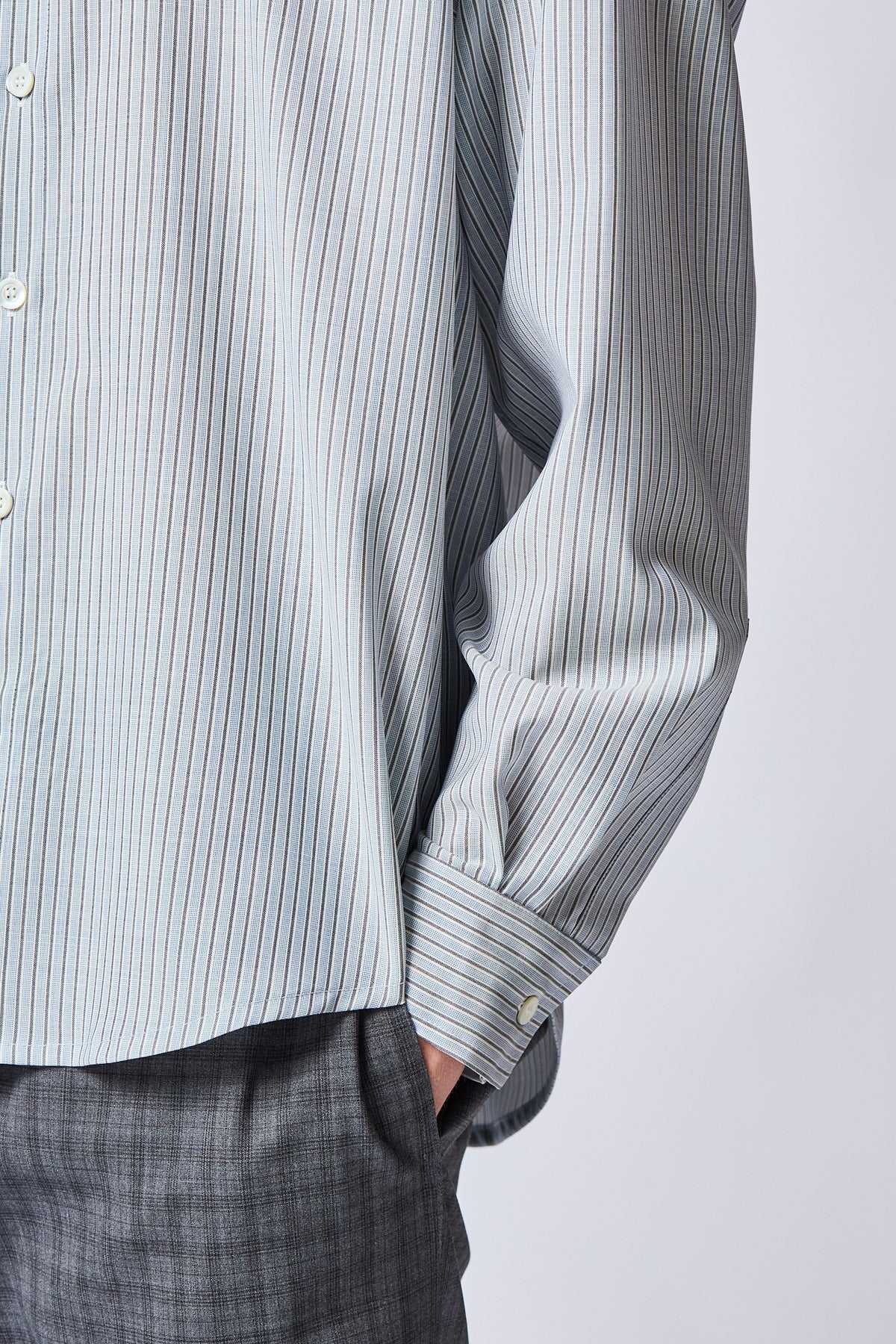 Belpaese Merino Wool Hairline Stripes Shirt